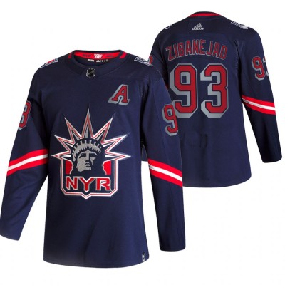 New York New York Rangers #93 Mika Zibanejad Navy Men's Adidas 2020-21 Reverse Retro Alternate NHL Jersey